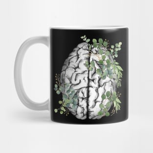 Brain human anatomy,leaves green, mental Mug